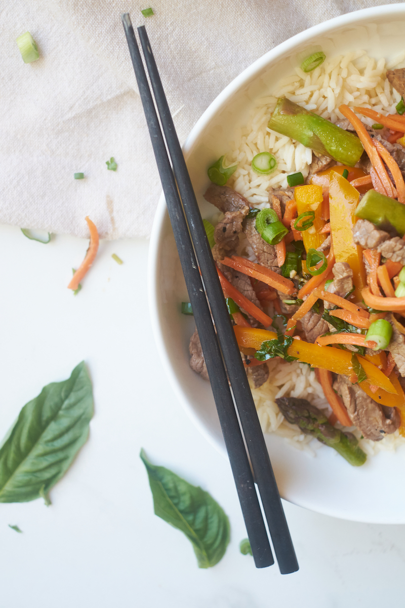 Honey Ginger Beef & Basil Stir-Fry | Kitchen Herbography
