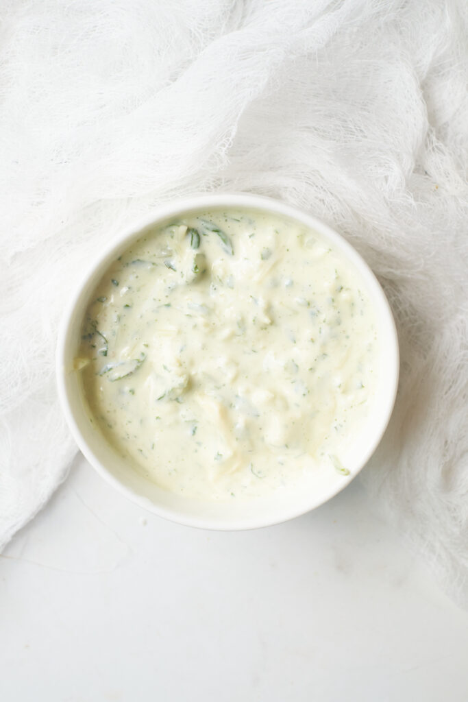 homemade basil aioli in a dish